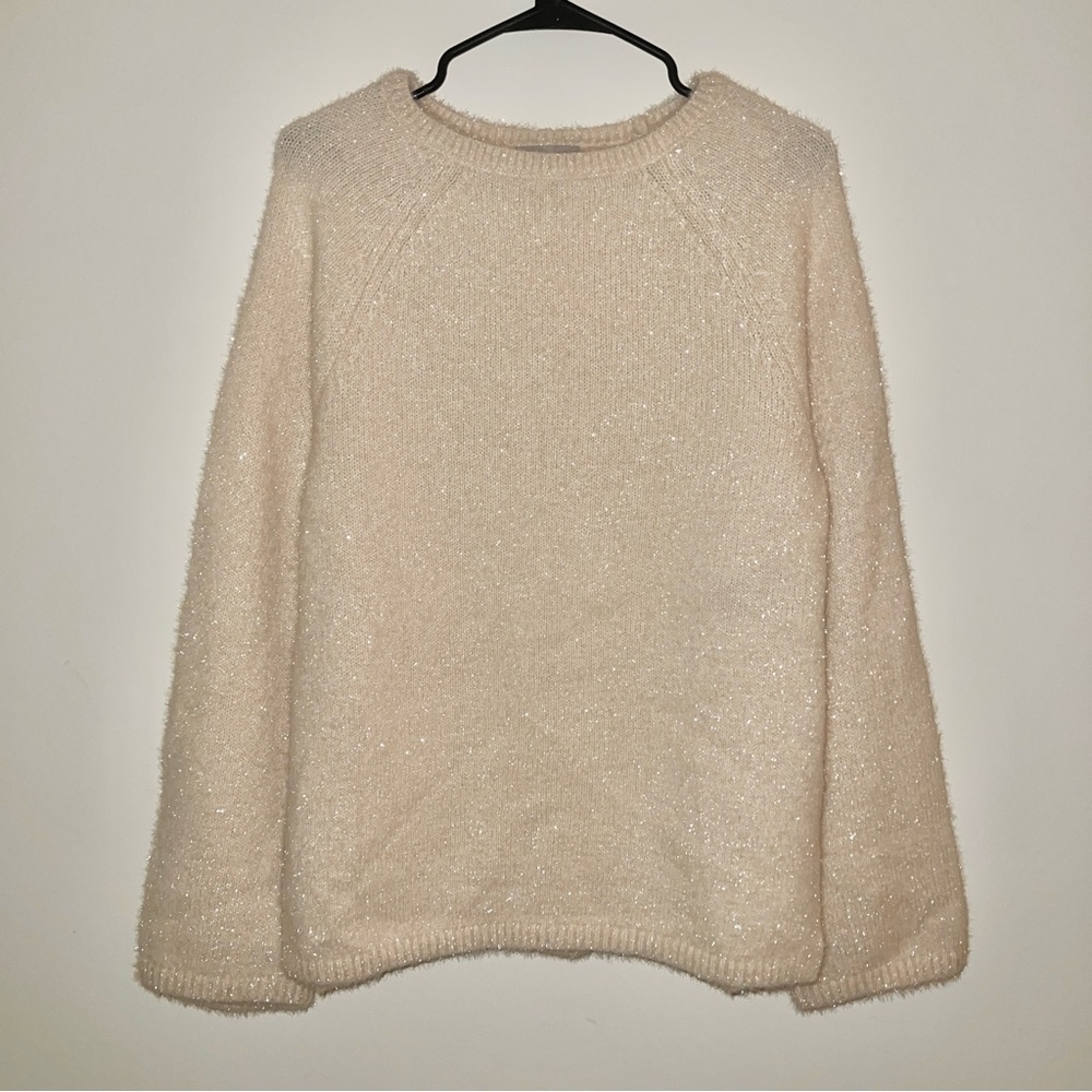 H&M ecru oversized shimmer sweater
